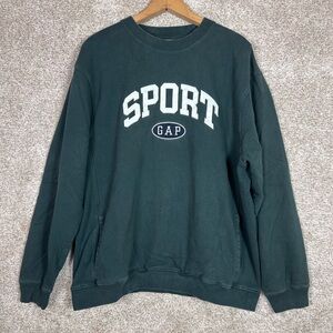 Gap Y2k Sports Logo Crewneck Sweatshirt Green Women Size L